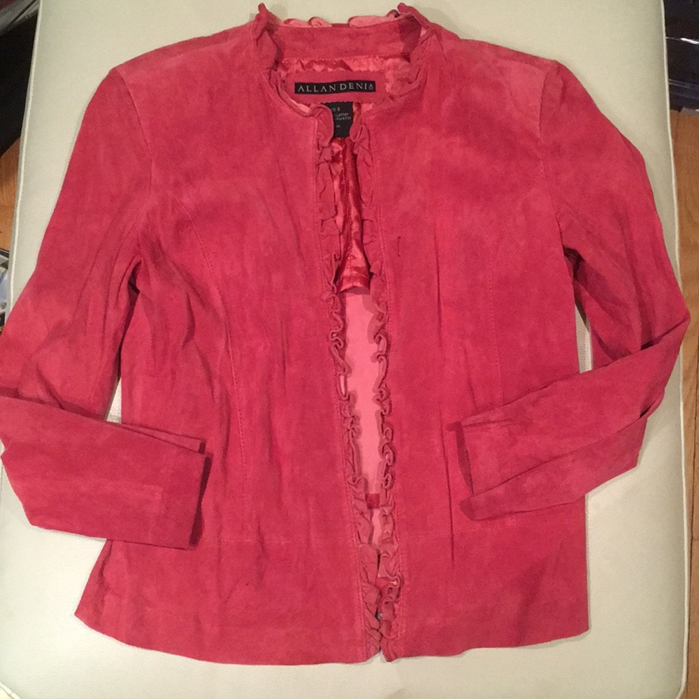 Allan Denis Pink/Rose Suede Ruffle Jacket